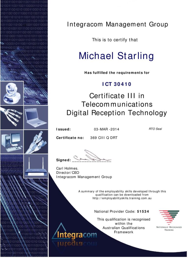 Certificate III in Telecommunications Digital Reception Technology