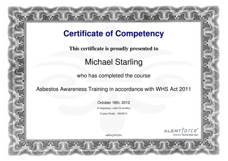 Certificate of Competency certificate alertforce